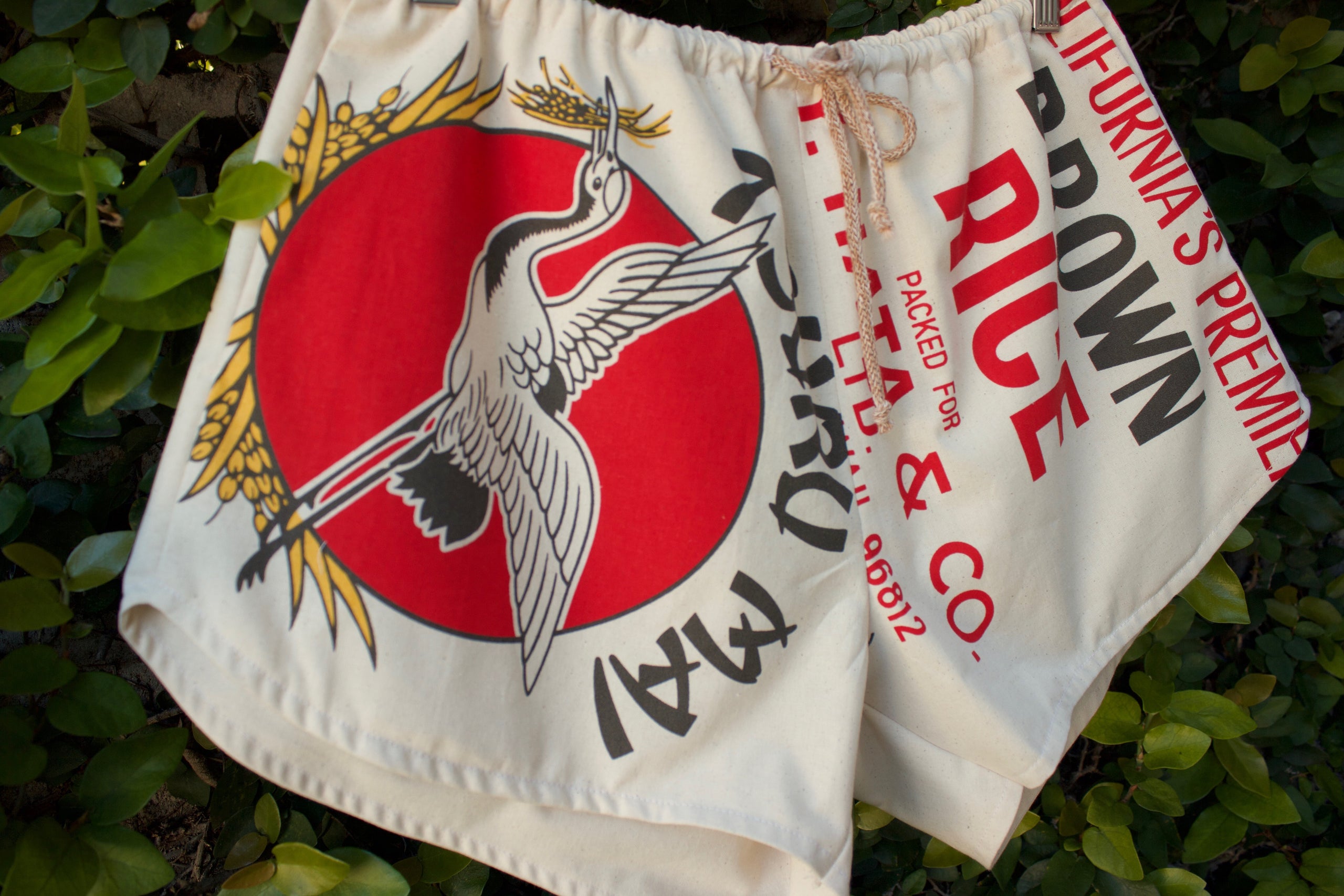 70 s Runner Rice Bag Shorts Crystal Rose Label